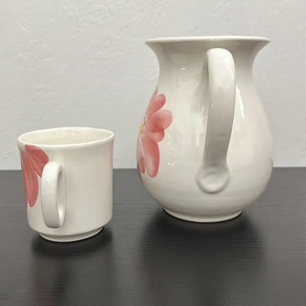 Pier 1 Hand Painted Pitcher & Cup Set Italy